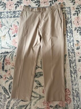 Peter Millar Men's Straight Khaki Dress Pants — Light Tan